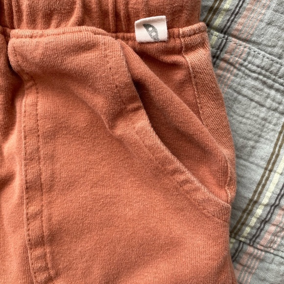 Easy Peasy Romper and Shorts. Sage Green/Burnt Orange. Romper-24M, Shorts-2T. - Picture 4 of 6